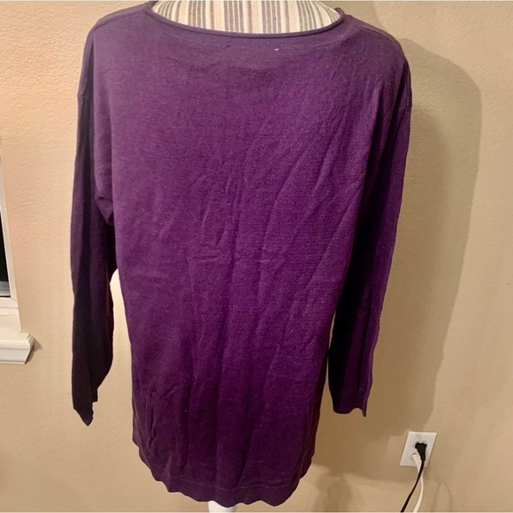 NEW Smock-Style Sweater Medium Newport News Purple Beautiful Pocket 100% Cotton - Picture 5 of 16